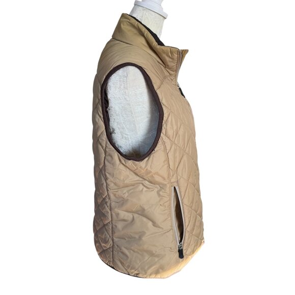 Lands' End PrimaLoft tan sleeveless mock neck fully lined puffy vest small 6-8 - Picture 3 of 12